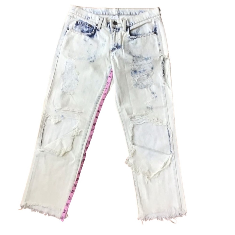 NWT Carmar cool jeans Tie dye Ecru Kevin style Ankle Ripped Destroyed raw hem 26